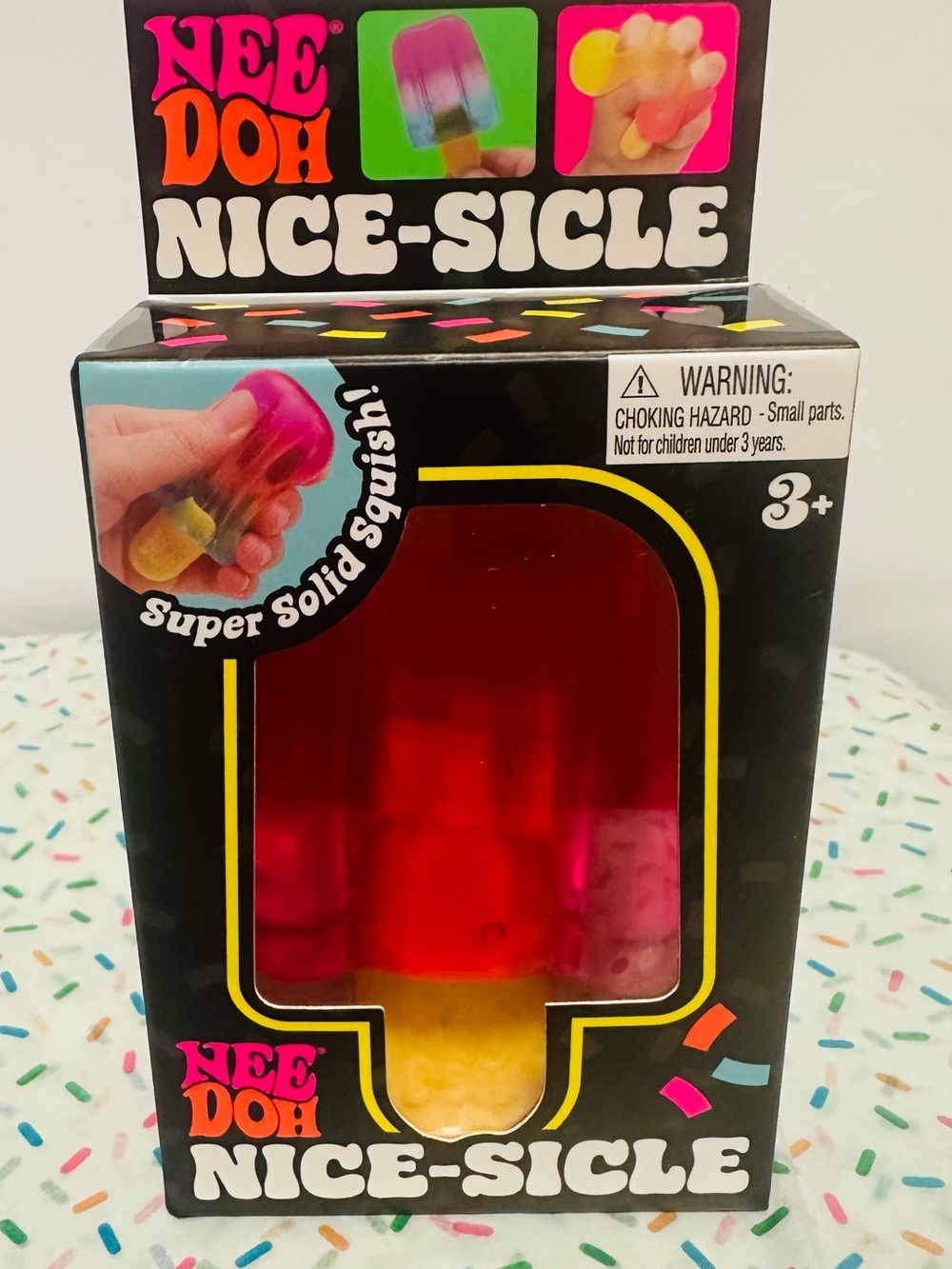 NeeDoh Nice-Sicle Pink and Yellow Super Solid Squish Toy